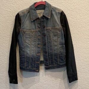 Buffalo Size S Denim Jacket w/ Black Faux Leather Sleeves